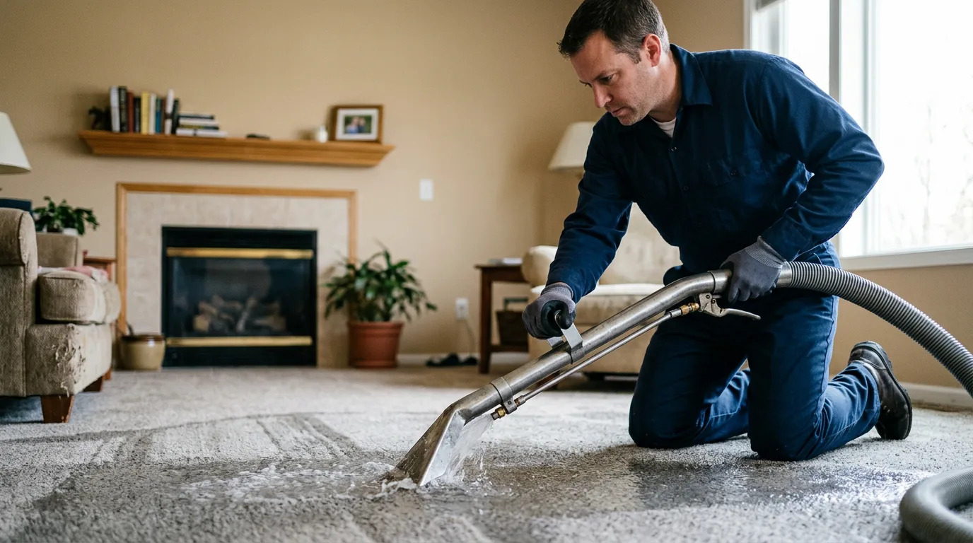 Water damage restoration technician working near Columbus, TX